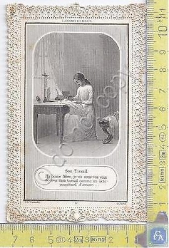 Santino in pizzo - Lace-edged Holy Card - Francia - …