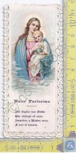Santino in pizzo - Lace-edged Holy Card - Mater Purissima …