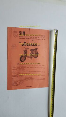 SIM Ariete 150 Scooter 1954 circa depliant originale ITALIANO brochure