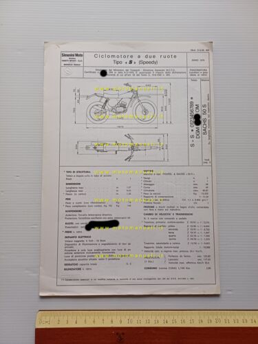 Siminini Speed S 50 5V Sachs 1976 scheda omologazione DGM …
