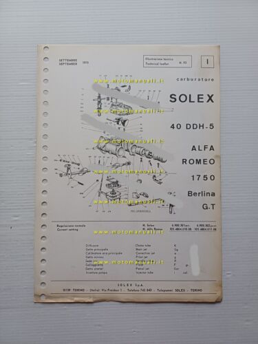 Solex carburatore 40 DDH 5 Alfa Romeo 1750 Berlina 1970 …