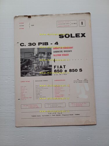 Solex carburatore C.30 PIB 4 Fiat 850 - 850 S …