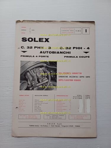 Solex carburatore C.32 PHH Autobianchi Primula-Coup 1969 catalogo ricambi