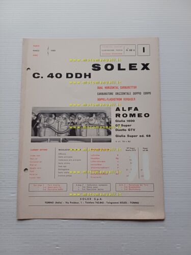 Solex carburatore C.40 DHH Alfa Romeo Giulia 1.6-Super-GTV 1968 catalogo …