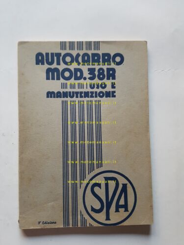 SPA Fiat Autocarro mod. 38 R 1937 manuale uso manutenzione …