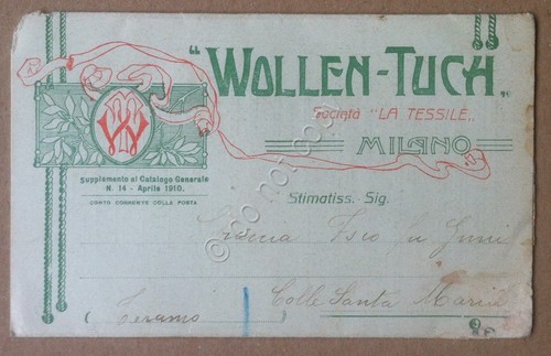 Storia postale - Listino prezzi Wollen-Tuch Società La tessile 1910