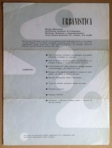 Supplemento pubblicitario rivista Urbanistica 1949 - direttore Adriano Olivetti