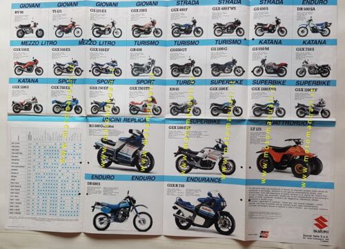 SUZUKI gamma produzione moto 1984-5 depliant POSTER ITALIANO originale