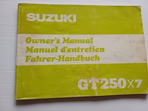 Suzuki GT 250 X7 1978 manuale uso manutenzione originale INGLESE …