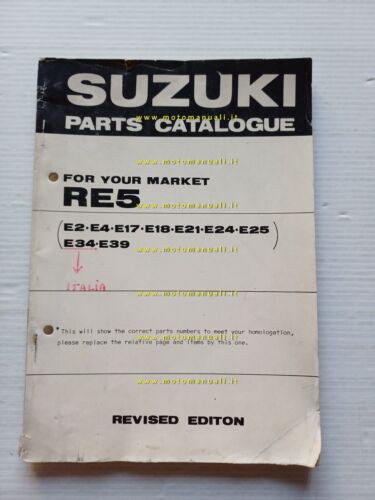 Suzuki RE5 Wankel 1975 catalogo ricambi parti specifiche per Italia …