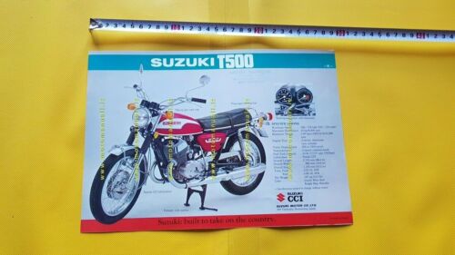 Suzuki T 500 - GT 185 1973 depliant originale INGLESE …