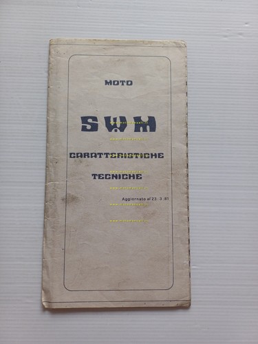 SWM 125-175-240-250-280-320-347-370-440 1981 caratter. tecniche manuale officina