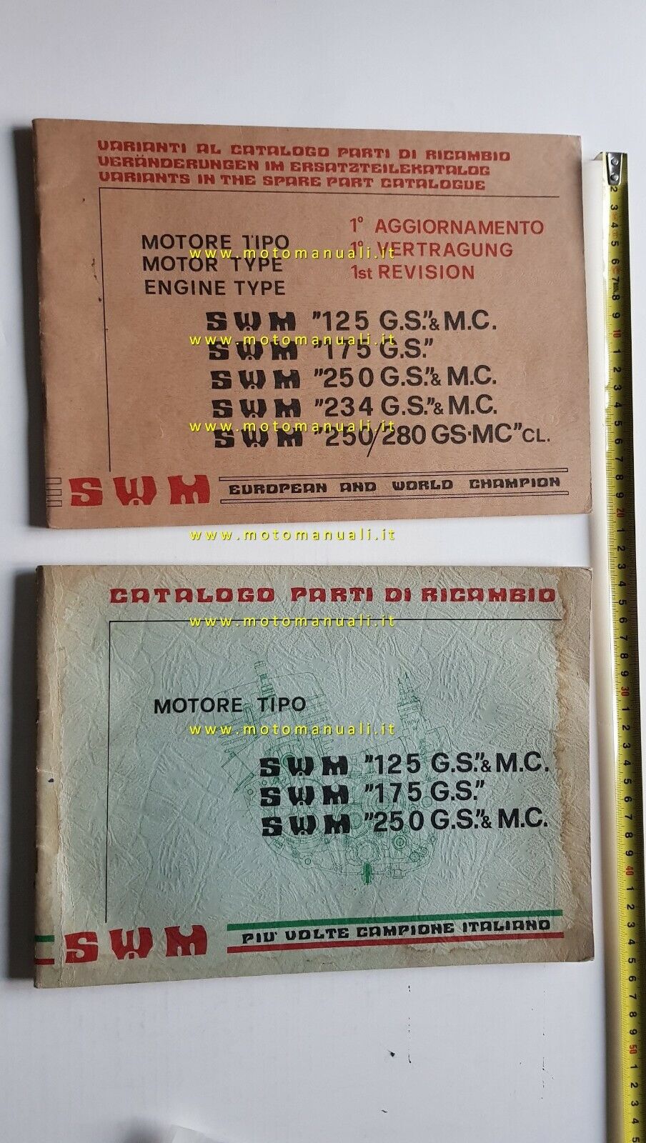 SWM 125-175-250 GS/MC 1977 + 1979 cataloghi ricambi MOTORE originali