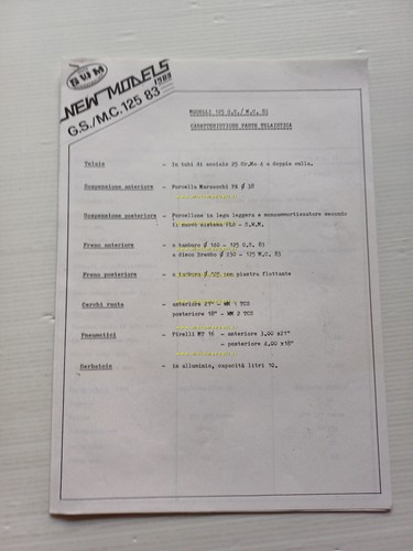 SWM 125 GS - MC 1983 scheda tecnica per la …