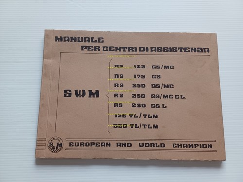SWM RS 125-175-250-280 GSMC 125-320 TL 1982 manuale officina ITALIANO …