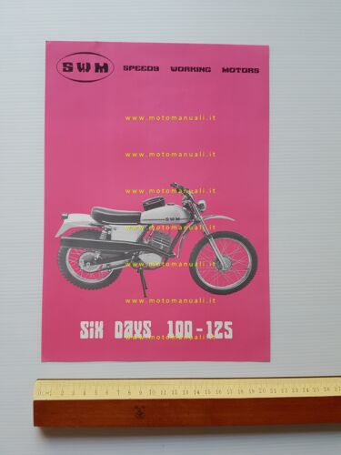 SWM Six Days 100 - 125 1972 depliant originale italiano