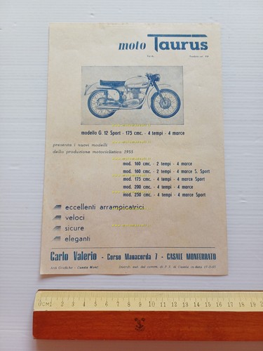 Taurus G. 12 Sport 175 1955 depliant originale italiano