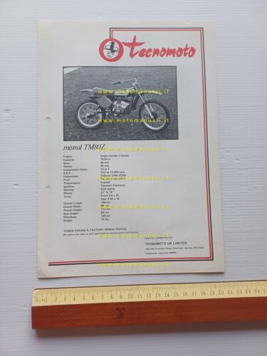 Tecnomoto Mistral TM80Z Mistralino TM50Z anni 70 depliant originale GB