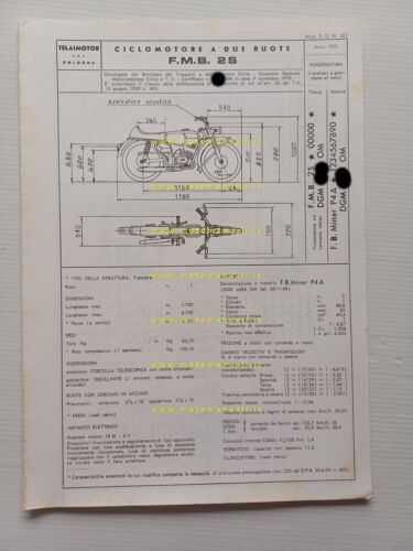 Telaimotor FMB 50 2S 4 1974 scheda omologazione DGM Facsimile