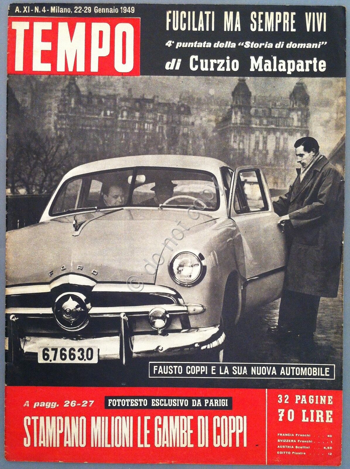 Tempo - Copertina Fausto Coppi - Anno XI - Milano …