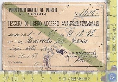 Tessera di libero Accesso alle Zone Portuali di Marittima e …