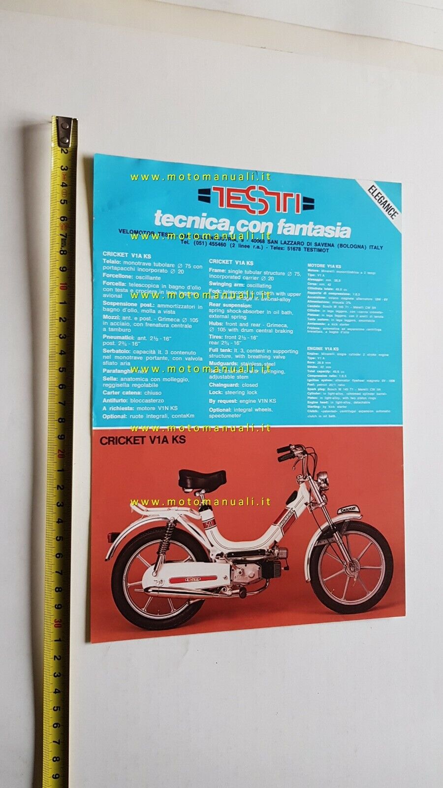 Testi 50 Cricket V1A -Mini Cricket V1A 1978 depliant ITALIANO …
