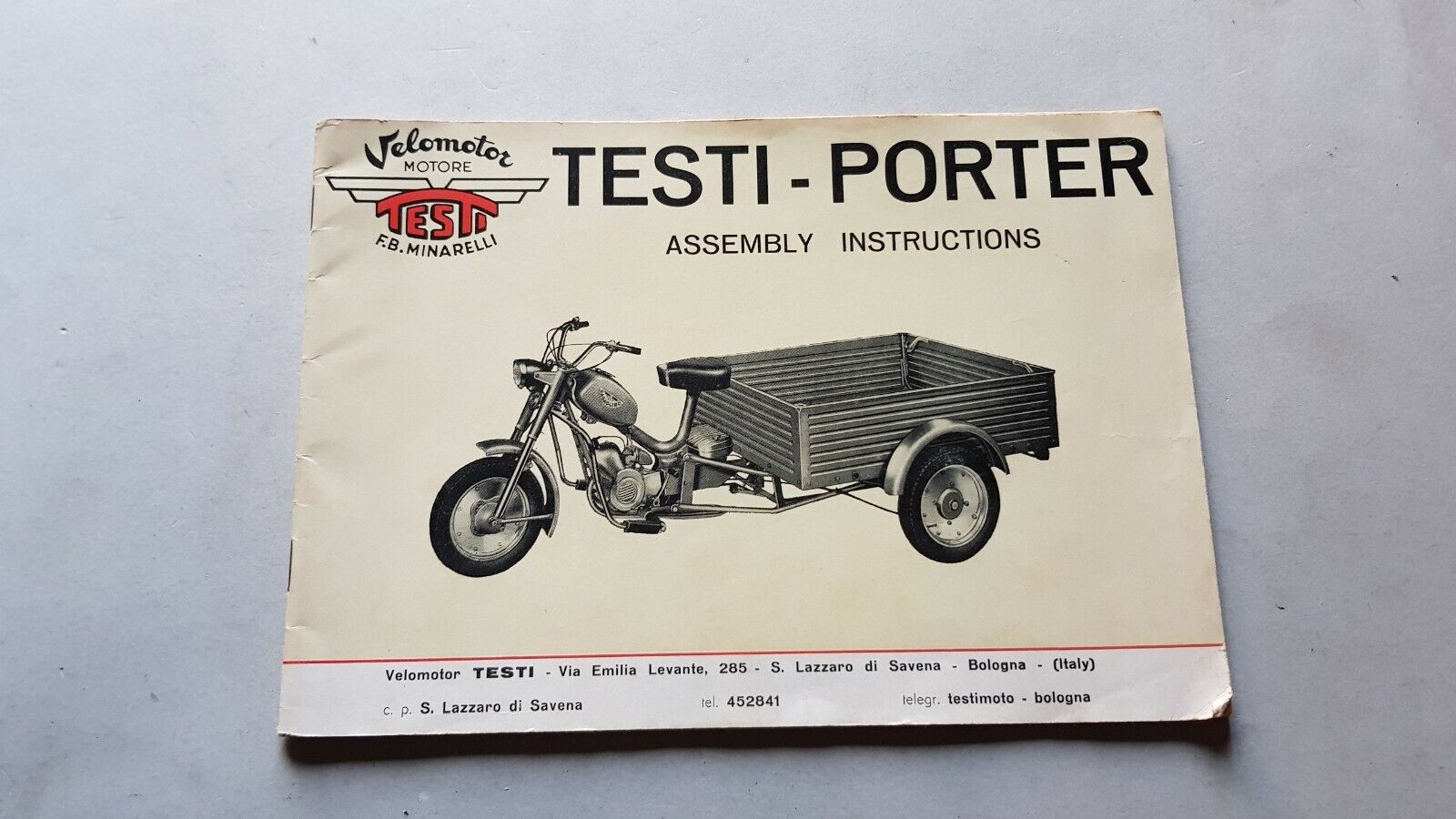 Testi 50 Porter motocarro manuale officina montaggio originale shop manual