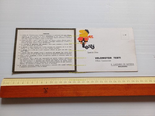 TESTI libretto garanzia originale nuovo anni 60-70