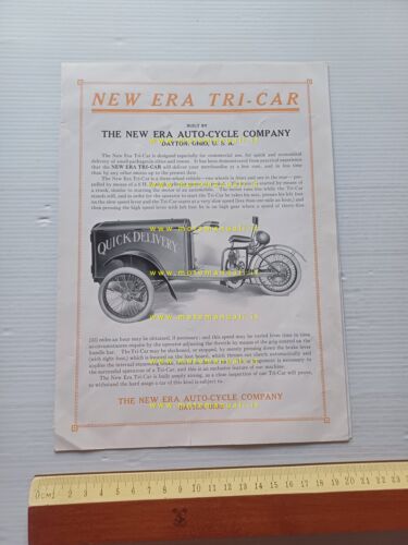 The New Era Tri-Car 1911 motocarro depliant USA originale