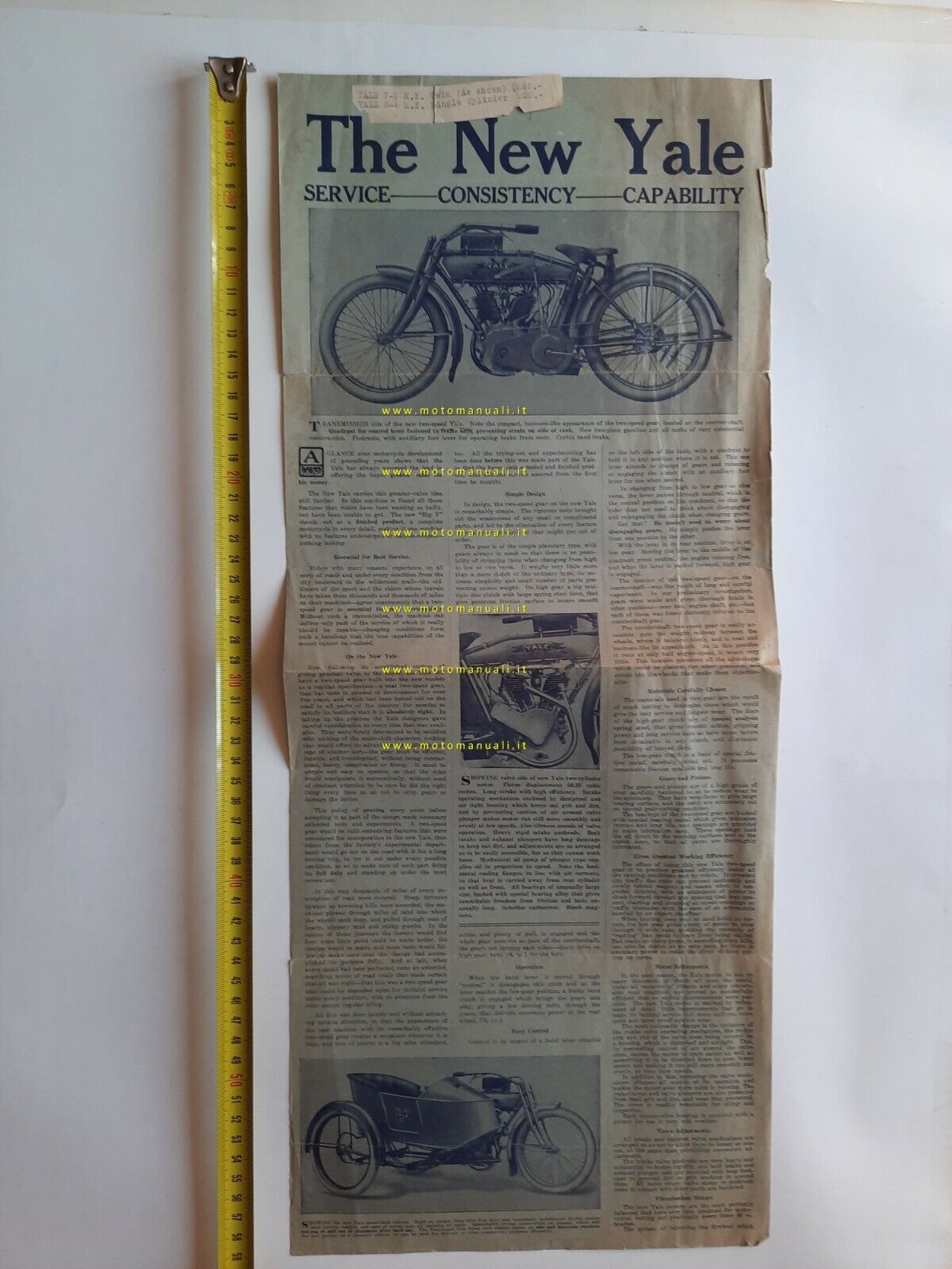The New Yale moto modello 1913 depliant INGLESE originale brochure