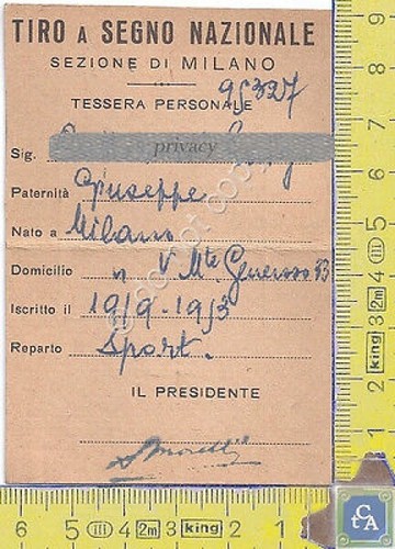 Tiro a Segno Nazionale - Sezione di Milano - 1953