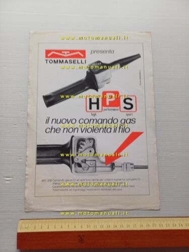 Tommaselli comando gas rapido HPS anni 70 depliant italiano originale