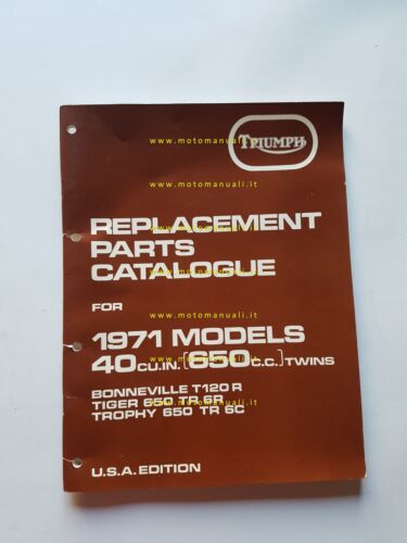 Triumph 650 Bonneville Tiger Trophy 1971 catalogo ricambi ORIGINALE parts …