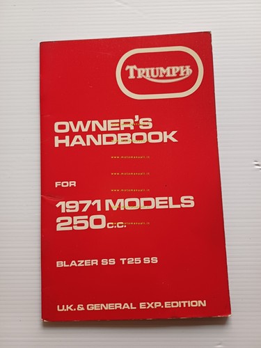 Triumph Blazer 250 SS 1971 T25 SS manuale uso manutenzione …