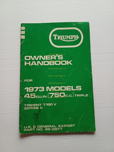 Triumph Trident 750 1973 manuale uso manutenzione originale inglese