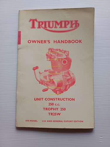 Triumph Trophy 250 1970 TR25W manuale uso manutenzione originale inglese
