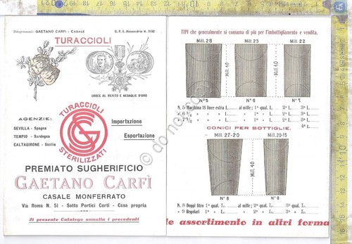 Turaccioli - Libretto Sugherificio Gaetano Carfù - Casale Monferrato