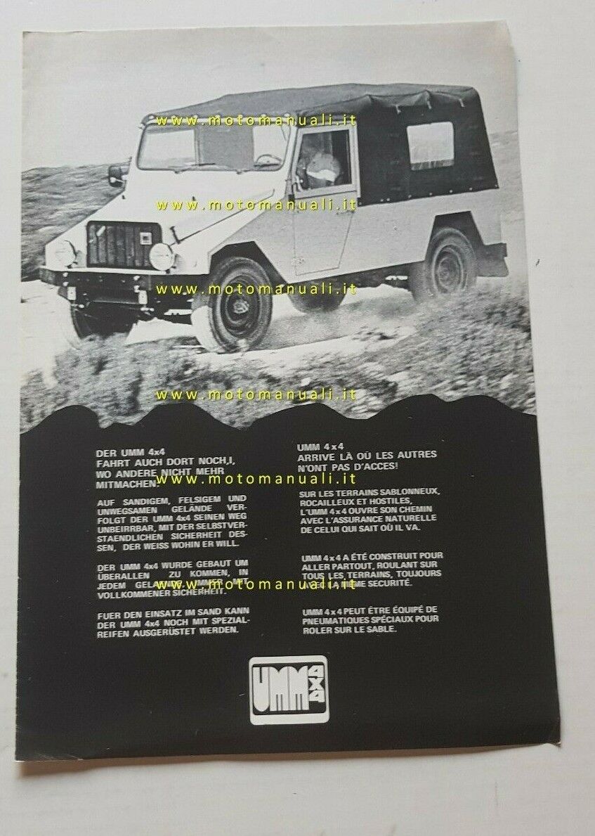 UMM fuoristrada anni 70 depliant brochure originale tedesco francese