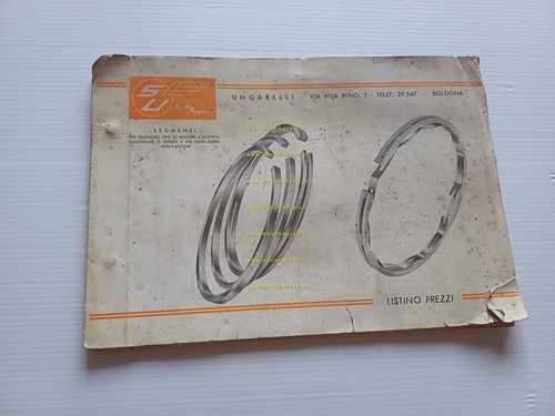 Ungarelli segmenti pistone auto moto catalogo generale anni 50