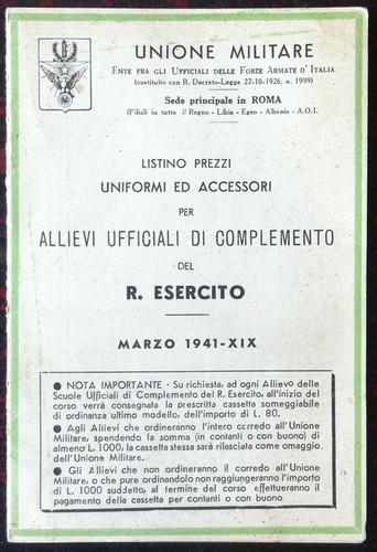 Unione Militare - Listino prezzi uniformi accessori allievi ufficiali - …