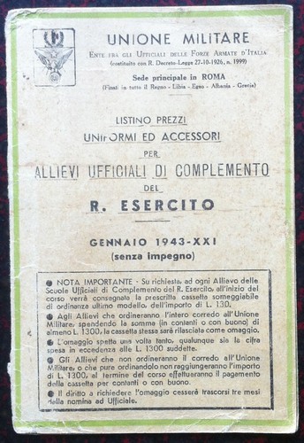 Unione Militare - Listino prezzi uniformi accessori allievi ufficiali - …