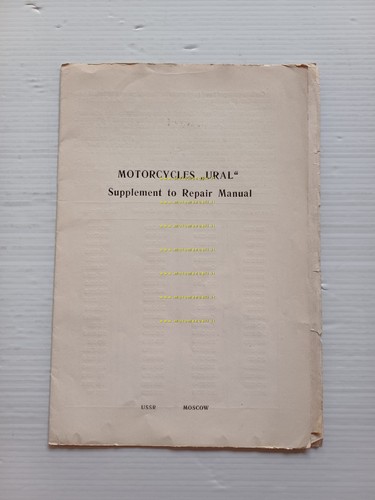 Ural Sidecar anni 70 AGGIORNAMENTO manuale officina originale inglese