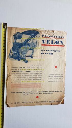 Velox preselettore cambio per Guzzi 65 anni 50 depliant originale …