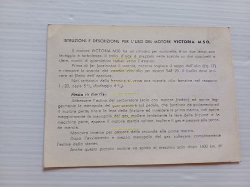 Victoria Motore M50 manuale uso manutenzione libretto originale Italiano