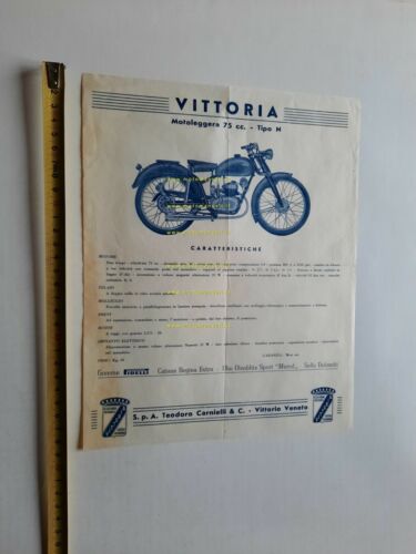 Vittoria Carnielli 75 N 1952 depliant moto originale ITALIANO brochure