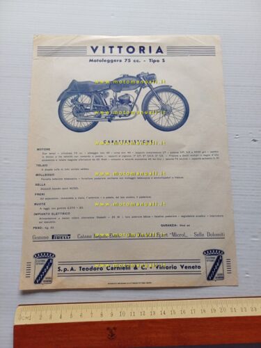 Vittoria Carnielli 75 S 1952 depliant ITALIANO originale moto