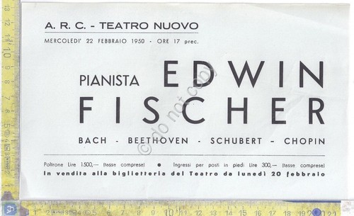 Volantino - Teatro Nuovo - Milano - Pianista E.Fischer - …
