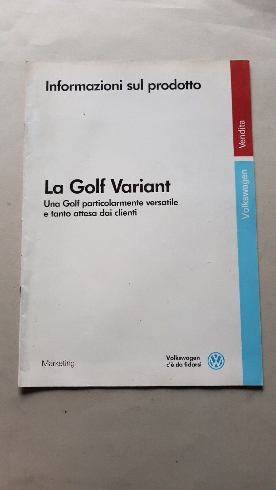 Volkswagen Golf Variant 1993 manuale opuscolo descrizione per venditori