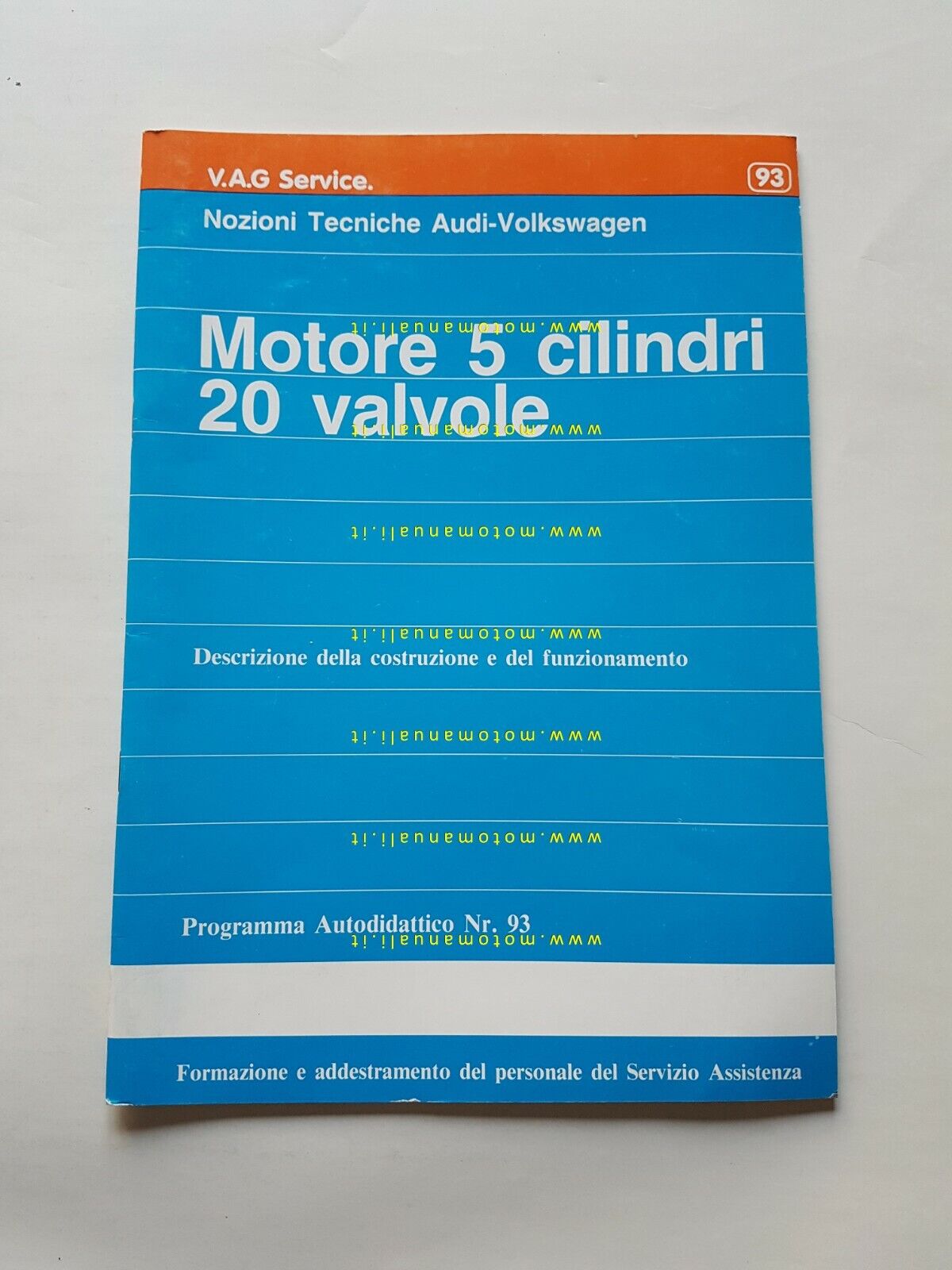 Volkswagen manuale officina descrizione motore 5 cilindri 20v ed.1988 originale