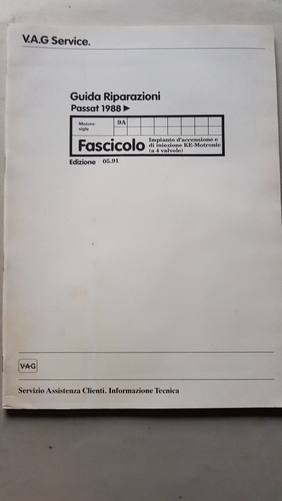 Volkswagen Passat 1988-91 manuale riparazione KE Motronic per officine ITALIANO